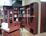广州裕丰家具榆木转角组合书柜 中式现代全实木双门书橱 书架Y145