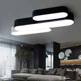 简约现代LED吸顶灯 创意黑白长条客厅餐厅卧室房间椭圆调光灯具