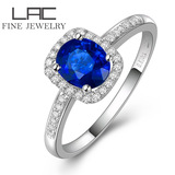 LAC高级彩宝 天然蓝宝石戒指 女斯里兰卡18K金贵重彩色宝石方形