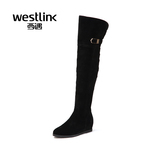 Westlink/西遇春季冬季新款 过膝长筒靴高筒侧拉链内女靴ZG