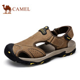 Camel骆驼男鞋 2016新款夏季日常户外休闲耐磨真皮魔术贴男凉鞋