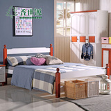 实木床1.8米双人床 地中海全实木大床1.5米单人床松木床卧室家具