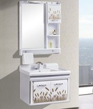 60厘米挂墙式储物卫浴柜田园复古pvc环保浴室组合镜柜陶瓷梳洗台