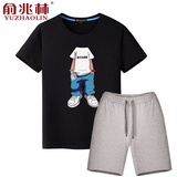 俞兆林个性创意短袖T恤男士短裤套装 夏天加肥加大码运动裤衣服潮