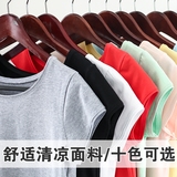 2016夏季新款韩版纯色短袖T恤女圆领弹力修身半袖衫打底纯棉学生