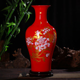 景德镇陶瓷器中国红落地大号花瓶现代家居饰品客厅摆件红色大花瓶
