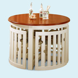 现代简约家具实木餐桌椅组合圆形实木餐桌省空间创意个性办公桌椅