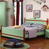 地中海美式乡村 青少年男孩女孩套房家具 实木儿童床1.5米单人床