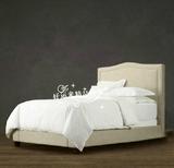 新款美式乡村布艺双人床法式实木家具欧式影楼道具床布艺软包婚床