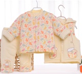 童泰15 婴儿加厚棉衣套装男女宝宝棉服冬季婴幼儿衣服马甲 三件套
