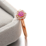 18K玫瑰金红宝石戒指天然粉色蓝宝石指环戒子女时尚简约日韩版