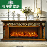 壁炉架电视柜 欧式实木雕花装饰柜客厅 仿真火取暖装饰炉芯1.8米