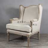 高档实木橡木沙发椅/美式/法式乡村风格单人沙发/沙龙椅/可定制椅