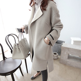 韩国代购2015冬装大牌羊绒羊毛外套毛呢茧型显瘦中长款大衣风衣女