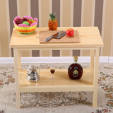 实木厨房切菜桌子操作台长方形桌子双层多层家用桌子松木定做特价