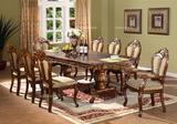 欧式实木餐桌椅伸缩餐台折叠餐桌美式古典实木雕花餐桌椅