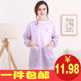 新款韩版可爱围裙厨房防水防透明油罩衣时尚成人护衣长袖工作服装
