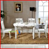 桌实木折叠可伸缩餐桌椅组合白色小户型长方形圆形橡木饭桌圆桌餐