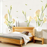 欧式室内装饰墙贴纸卧室温馨宿舍房间墙上贴画田园植物花卉百合
