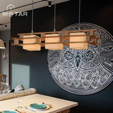 简约日式吊灯新中式创意木质餐厅灯客厅吧台卧室灯led实木吊灯具