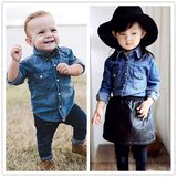2016春秋儿童牛仔衬衫 宝宝纯棉长袖衬衣1-5岁男女婴儿外套打底衫
