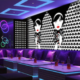3D大型壁画KTV墙纸壁纸酒店咖啡厅包厢背景墙布时尚黑白美女插画