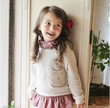 特价  韩国童装女童2016冬儿童加绒百搭可爱长袖花边卫衣  打底衫