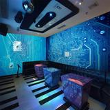 特价抽象3D立体电路板大型壁画网咖酒吧KTV包厢背景墙纸科技主题