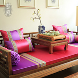 现代中式罗汉床坐垫套装尺寸定做 厚缎居家布艺三人沙发成套订做