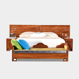 红木床雕刻实木双人床新中式卧室家具刺猬紫檀实木床雕花榫卯大床