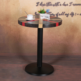 美式铁艺茶几圆形复古做旧大圆桌实木咖啡厅桌餐桌洽谈桌餐厅桌椅