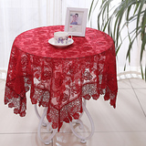 新款高档蕾丝桌布婚庆红色台布圆桌方桌茶几布床头柜子万能盖布艺