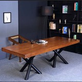 实木小型会议桌长桌办公桌电脑桌椅学习桌写字台实木书桌书架组合