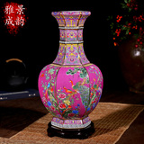 景德镇陶瓷器 复古仿古手工花瓶 落地大花瓶客厅干花摆件欧式红色