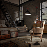 美式复古工业风loft落地灯 创意个性可调节客厅卧室书房落地台灯