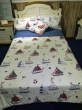 纯棉男孩地中海洋小帆船四件套风格卡通儿童床上用品床品北欧宜家