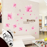 卧室客厅装饰墙贴家具衣柜贴花特价包邮新款粉色百合花朵电视沙发