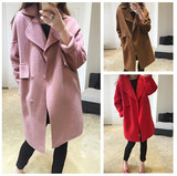 韩国2016冬季新款名媛双面呢子羊绒大衣茧型加厚中长款毛呢外套女