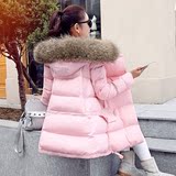 羽绒服女中长款2015冬季新款韩版女装大毛领轻薄大码修身加厚外套