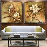 静物花卉油画东南亚风格客厅玄关过道装饰画纯手绘有框画茶花