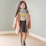韩国童装2015春季新款女童风衣中大童双排扣外套儿童外套中长款潮