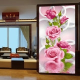 蒙娜丽莎最新款十字绣竖版花开富贵玫瑰花客厅玄关卧室钻石画正品