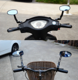 新款摩托车电动车自行车椭圆镜L杆改装后视镜 全铝带镜座反光镜