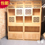 中式实木书柜书架组合带门书橱置物架 原木储物柜榆木收纳柜整装