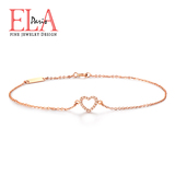 ELA珠宝定制18K黄金白金玫瑰金女款豪华VVS群镶钻石爱心形手链