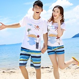 海边沙滩qlz情侣装夏装修身t恤2016款创意韩国休闲上衣速干裤套装