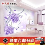 立体3d无纺布客厅卧室 电视背景墙壁纸 无缝大型壁画 简约紫菊花