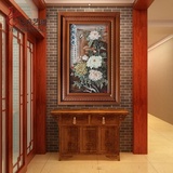 现代中式玉雕画实木玉石挂画立体浮雕壁画客厅沙发背景墙玄关装饰