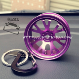 独家紫色大气汽车铝合金轮毂钥匙扣 潮流车用钥匙扣 汽车钥匙挂件