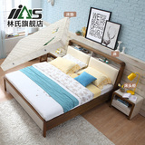 林氏北欧高箱床1.8米板式床收纳床双人床床头柜床垫组合套装BA3A